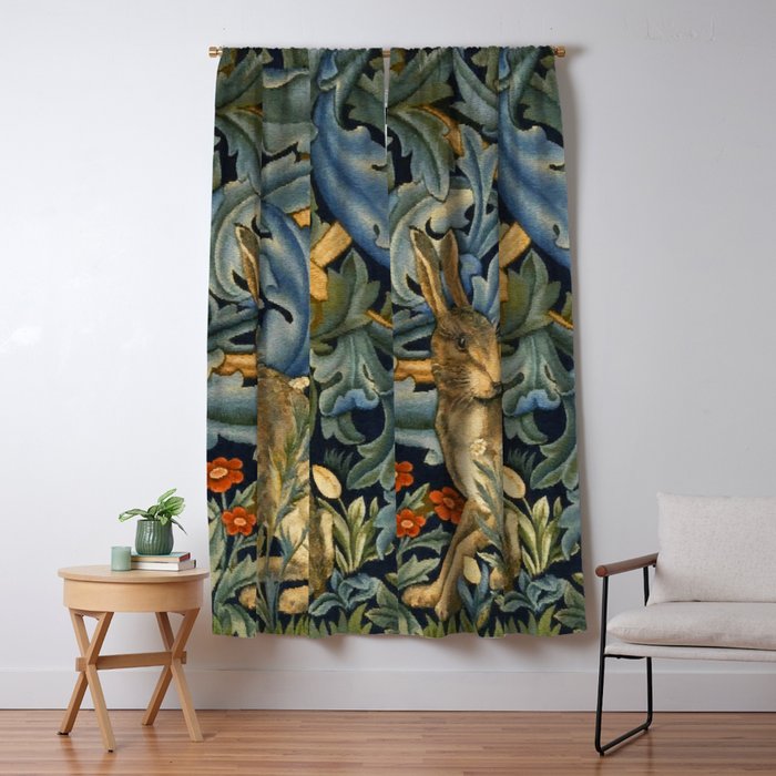 William Morris Forest Rabbit , Morris Floral Window Curtain Gallery Image 5
