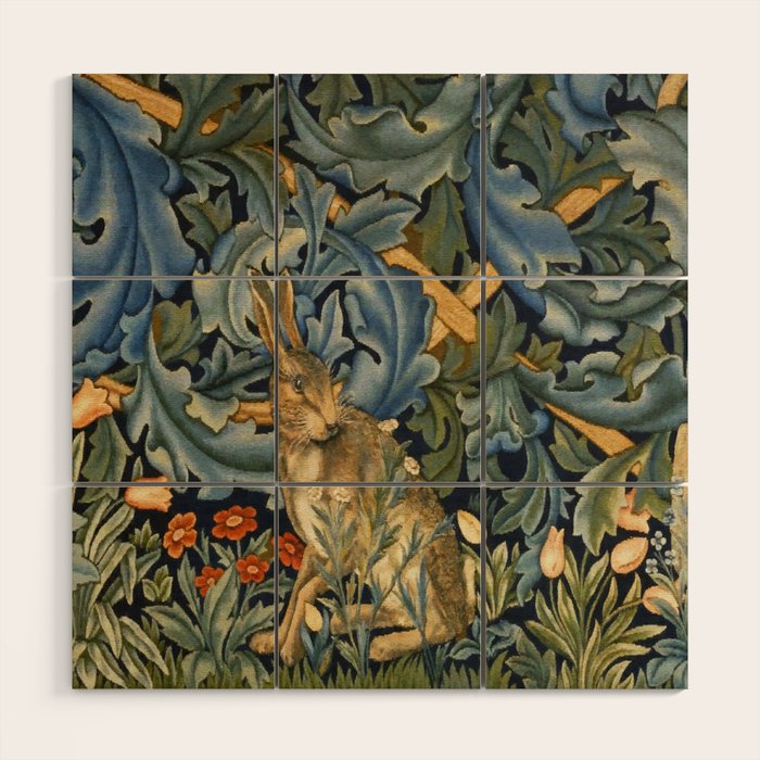 William Morris Forest Rabbit , Morris Floral Wood Wall Art Gallery Image 1