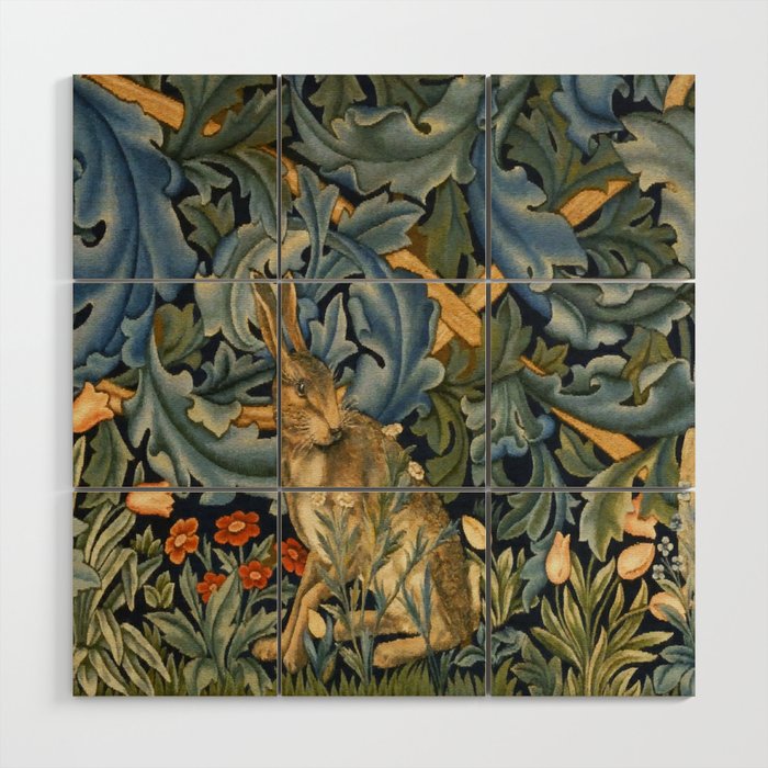 William Morris Forest Rabbit , Morris Floral Wood Wall Art Gallery Image 1