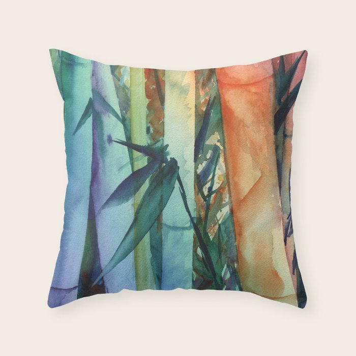 Kauai Rainbow Bamboo 2 Throw Pillow Gallery Image 6
