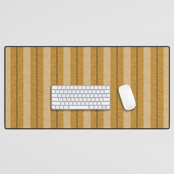 ivy stripes - mustard and black Desk Mat Gallery Image 1