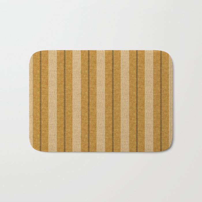 ivy stripes - mustard and black Bath Mat Gallery Image 1