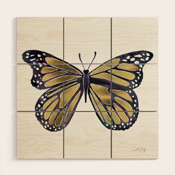 Gold Butterfly Wood Wall Art Gallery Image 1