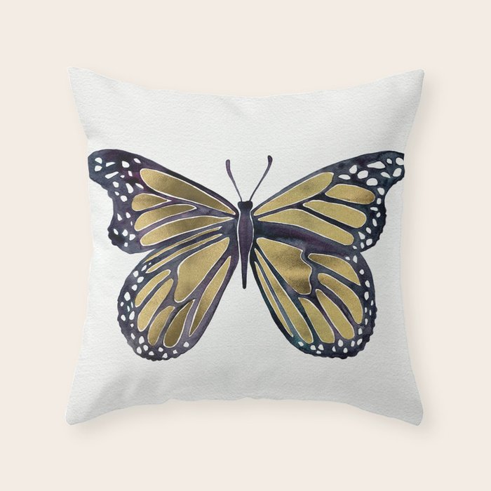 Gold Butterfly Throw Pillow Gallery Image 6
