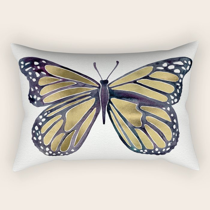 Gold Butterfly Rectangular Pillow Gallery Image 2
