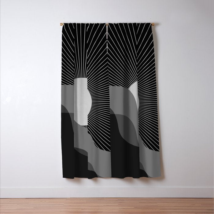 Abstraction_SUNRISE_SUNSET_BLACK_WHITE_MONO_POP_ART_0622A Window Curtain Gallery Image 3