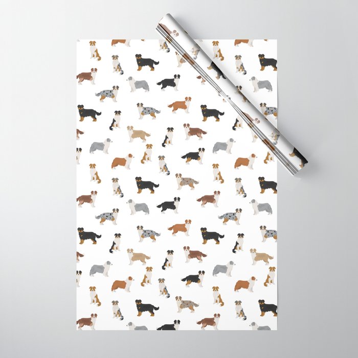 Australian Shepherd Colors Pattern Wrapping Paper Gallery Image 1