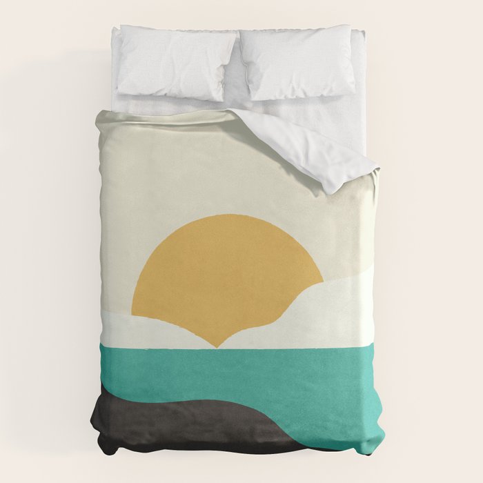 Sunny Island - Gold Green Duvet Cover Gallery Image 1