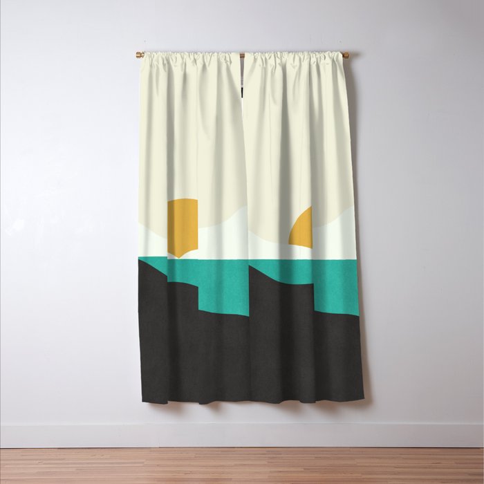 Sunny Island - Gold Green Window Curtain Gallery Image 3