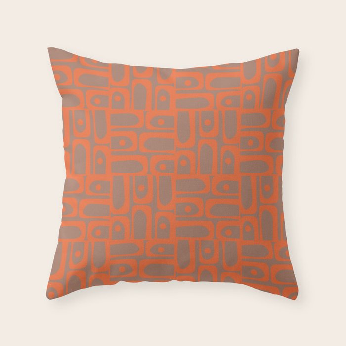 Midcentury Mid Mod Piquet Inspired by PANTONE 17 1230 Color of the Year Mocha Mousse Throw Pillow Gallery Image 6