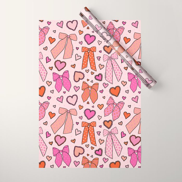Valentine Bow Print Wrapping Paper Gallery Image 1