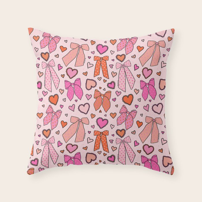 Valentine Bow Print Throw Pillow Gallery Image 6