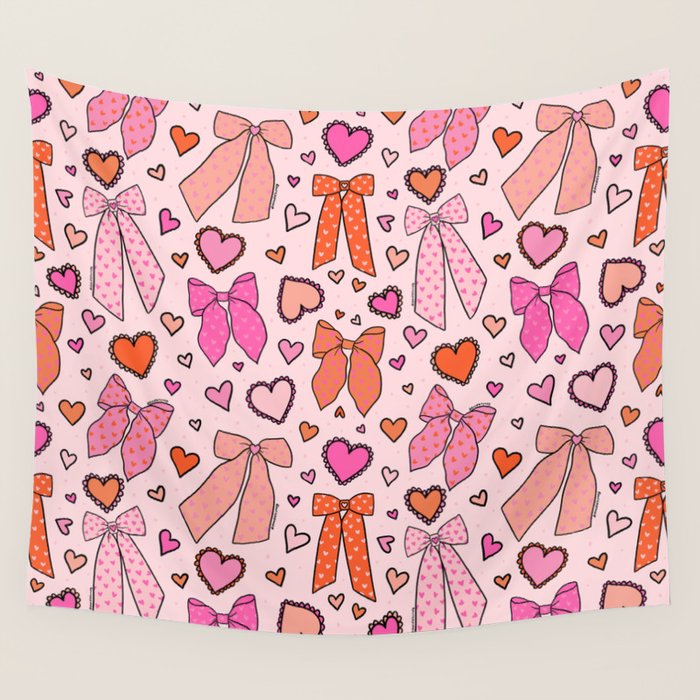 Valentine Bow Print Wall Tapestry Gallery Image 4