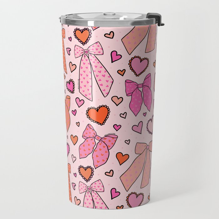 Valentine Bow Print Travel Mug Gallery Image 2