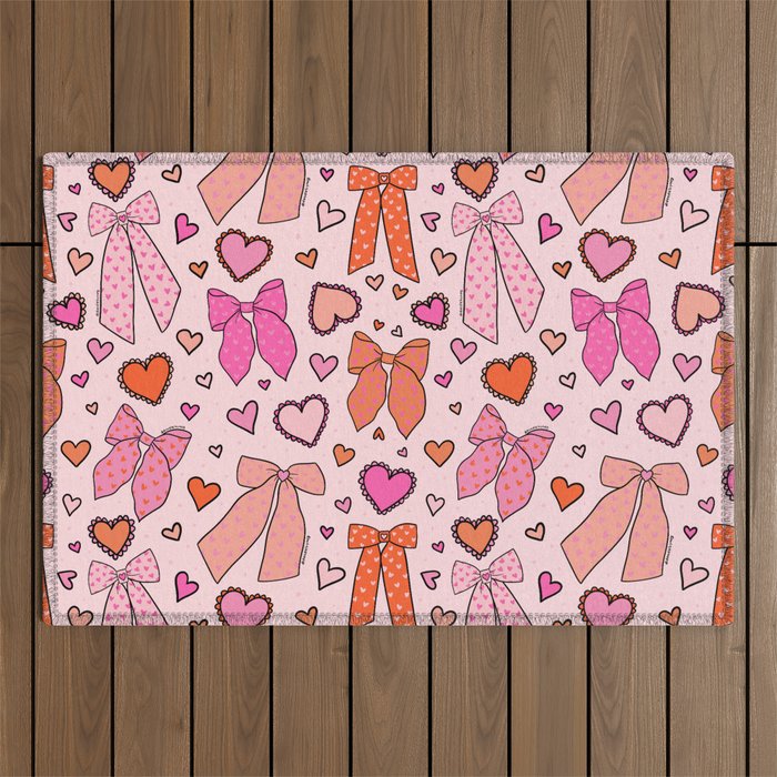 Valentine Bow Print Outdoor Rug Gallery Image 1