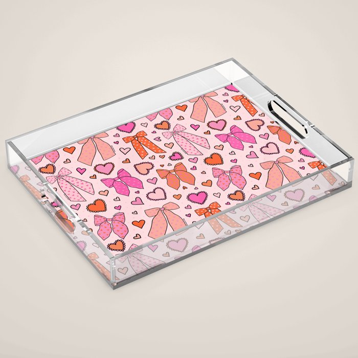 Valentine Bow Print Acrylic Tray Gallery Image 1