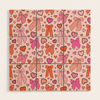 Valentine Bow Print Wood Wall Art Gallery Image 1