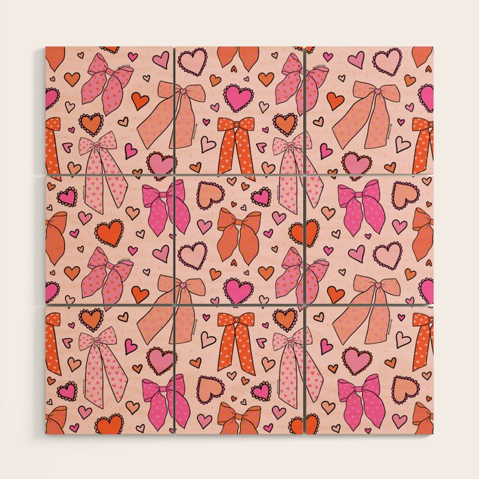 Valentine Bow Print Wood Wall Art Gallery Image 1