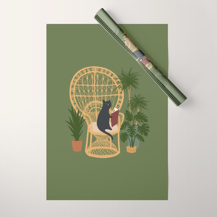 Hidden cat 51 private forest reading area rattan chair Wrapping Paper Gallery Image 1