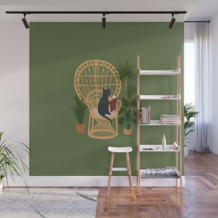 Hidden cat 51 private forest reading area rattan chair Wall Mural Gallery Image 1