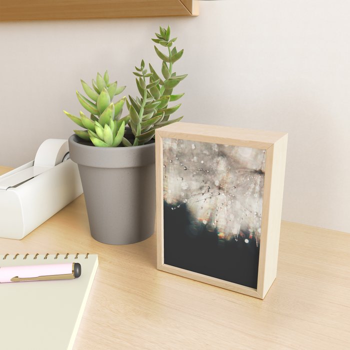 Dandelion Silver and Black rainbow sparkle Mini Art Print Gallery Image 2