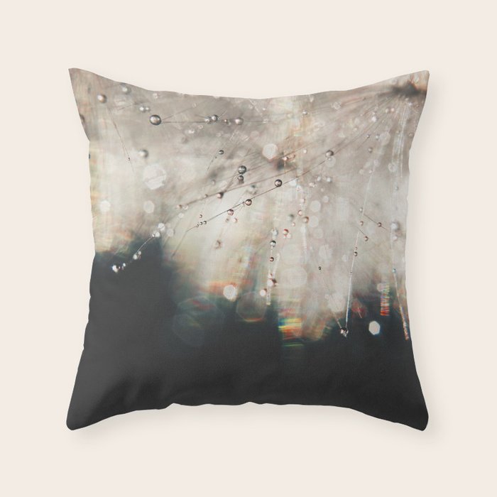 Dandelion Silver and Black rainbow sparkle Throw Pillow Gallery Image 6