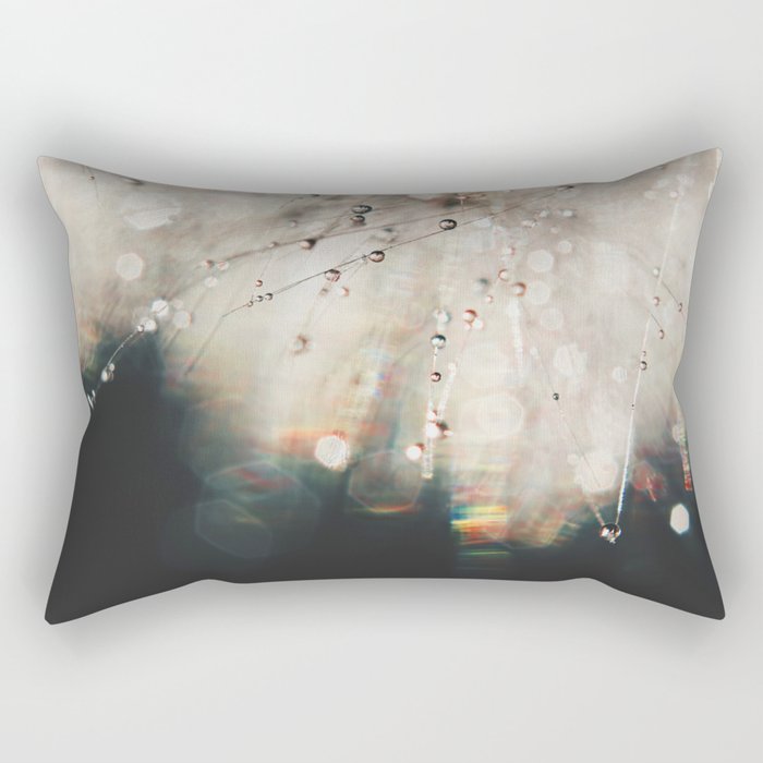 Dandelion Silver and Black rainbow sparkle Rectangular Pillow Gallery Image 2