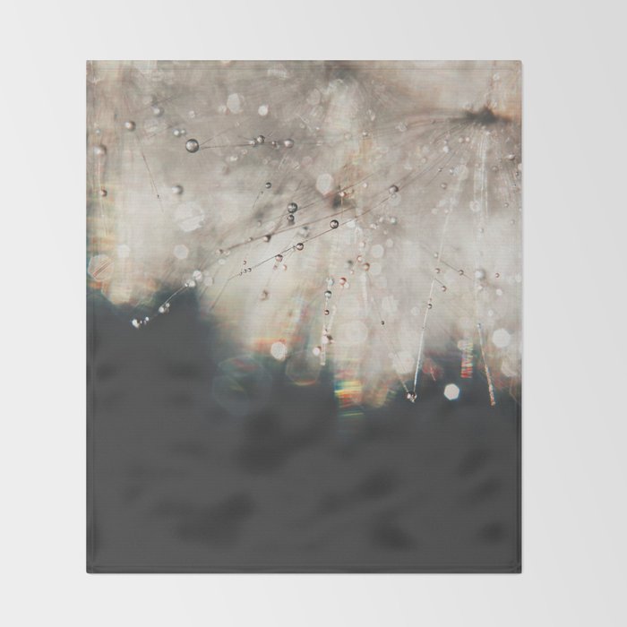 Dandelion Silver and Black rainbow sparkle Throw Blanket Gallery Image 2