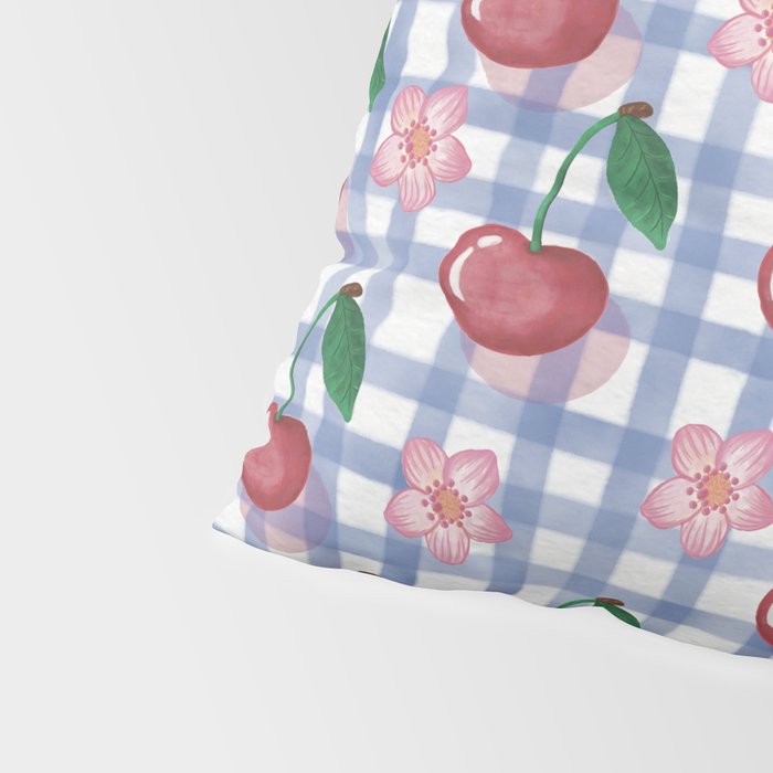 Watercolor Cherry Blossom Picnic Pattern Pillow Sham Gallery Image 4