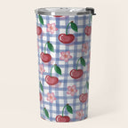 Watercolor Cherry Blossom Picnic Pattern Travel Mug Gallery Image 2