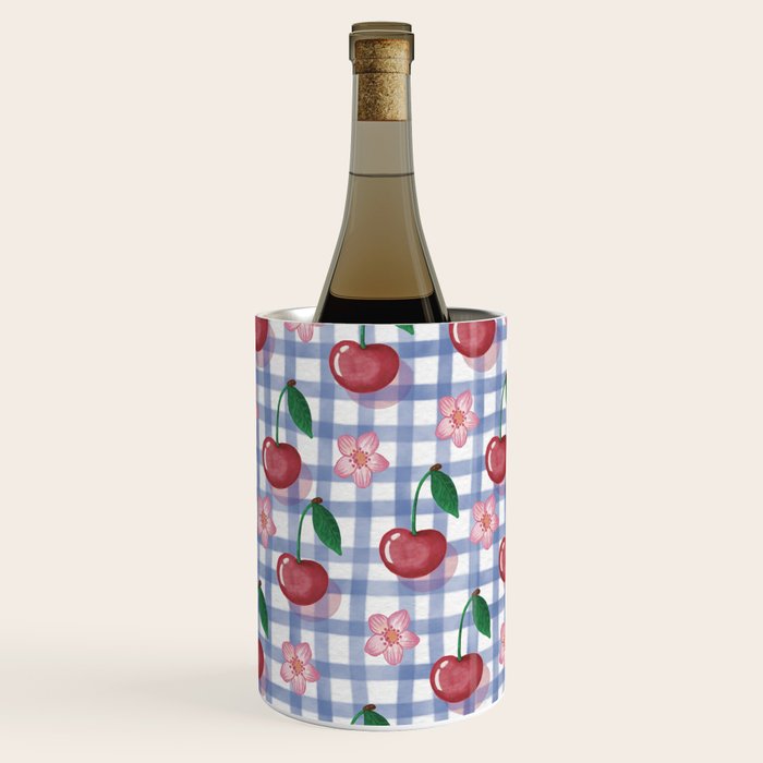 Watercolor Cherry Blossom Picnic Pattern Wine Chiller Gallery Image 3