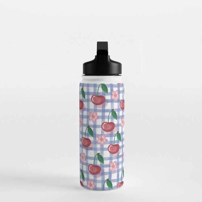 Watercolor Cherry Blossom Picnic Pattern Water Bottle Gallery Image 3