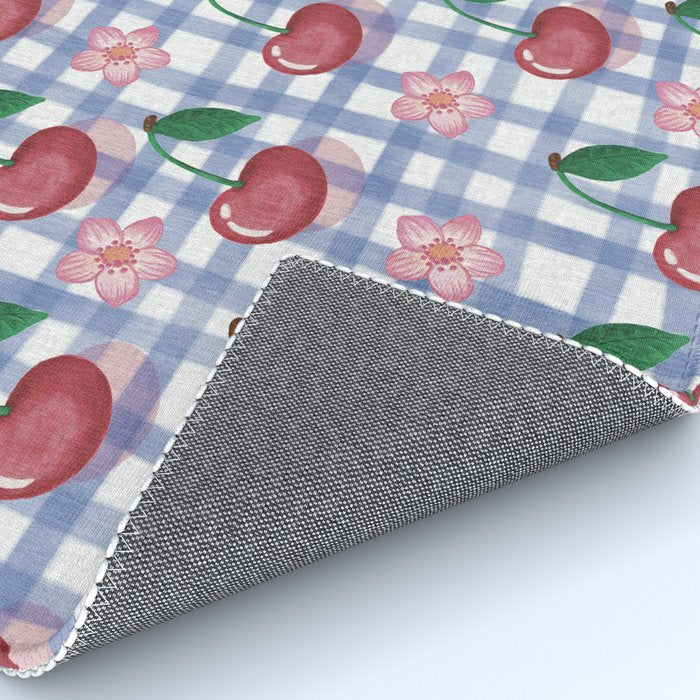 Watercolor Cherry Blossom Picnic Pattern Rug Gallery Image 4