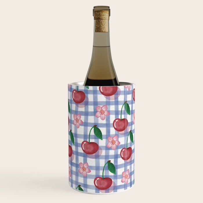 Watercolor Cherry Blossom Picnic Pattern Wine Chiller Gallery Image 1