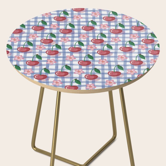 Watercolor Cherry Blossom Picnic Pattern Side Table Gallery Image 2