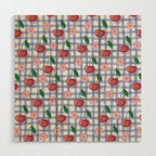 Watercolor Cherry Blossom Picnic Pattern Wood Wall Art Gallery Image 1