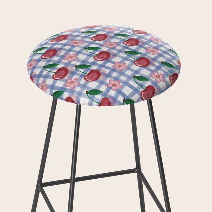 Watercolor Cherry Blossom Picnic Pattern Stool Gallery Image 2