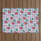 Watercolor Cherry Blossom Picnic Pattern Outdoor Rug Gallery Image 1