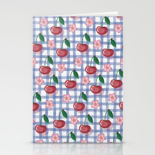Watercolor Cherry Blossom Picnic Pattern Stationery Card Gallery Image 1