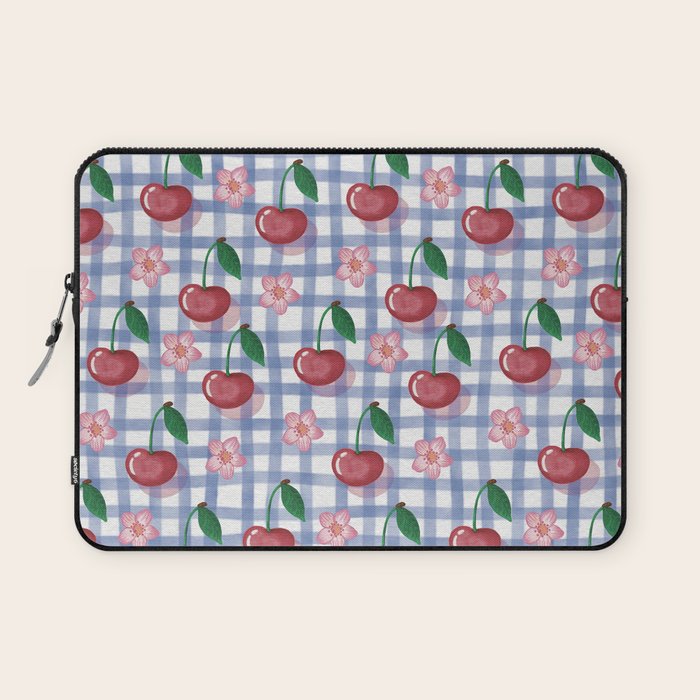 Watercolor Cherry Blossom Picnic Pattern Laptop Sleeve Gallery Image 1