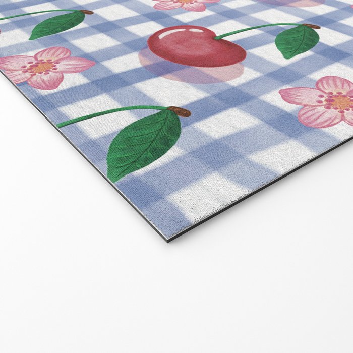 Watercolor Cherry Blossom Picnic Pattern Welcome Mat Gallery Image 2