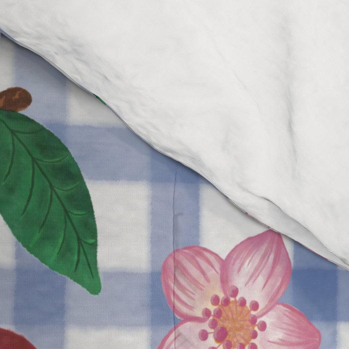 Watercolor Cherry Blossom Picnic Pattern Comforter Gallery Image 4