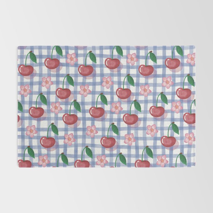 Watercolor Cherry Blossom Picnic Pattern Rug Gallery Image 2