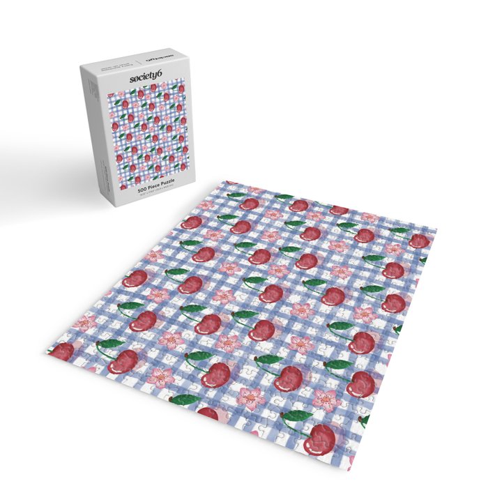 Watercolor Cherry Blossom Picnic Pattern Jigsaw Puzzle Gallery Image 2