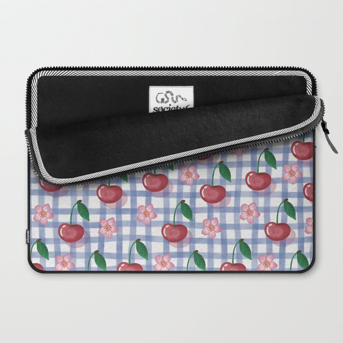 Watercolor Cherry Blossom Picnic Pattern Laptop Sleeve Gallery Image 2