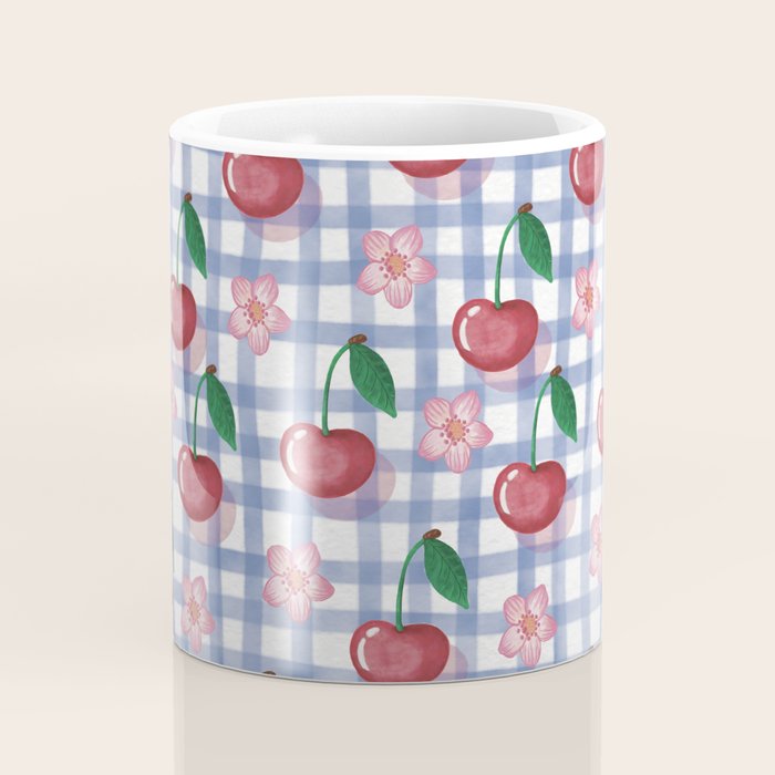 Watercolor Cherry Blossom Picnic Pattern Coffee Mug Gallery Image 4