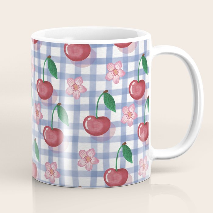 Watercolor Cherry Blossom Picnic Pattern Coffee Mug Gallery Image 1