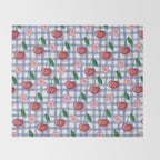 Watercolor Cherry Blossom Picnic Pattern Throw Blanket Gallery Image 2