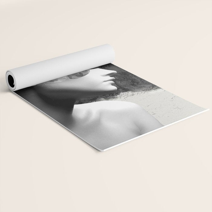 Floral Portrait-black and white Yoga Mat Gallery Image 2