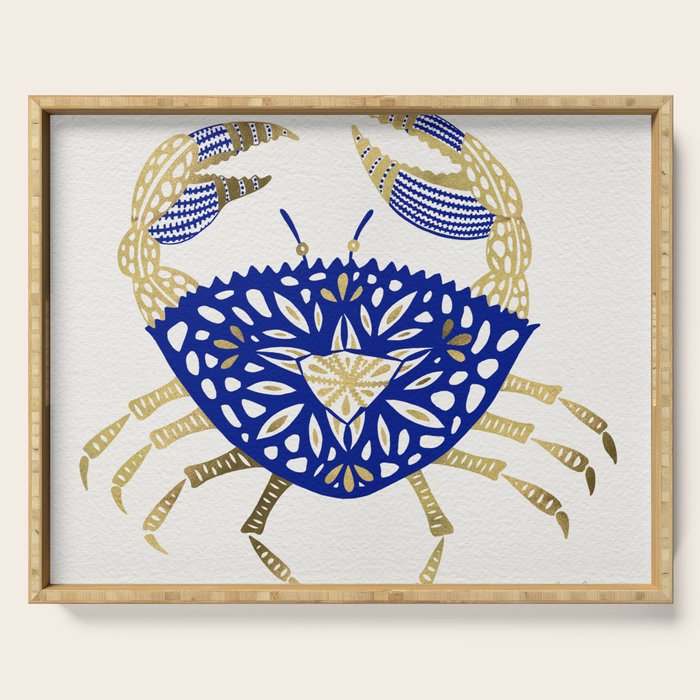 Crab - Navy & Gold Serving Tray Gallery Image 1